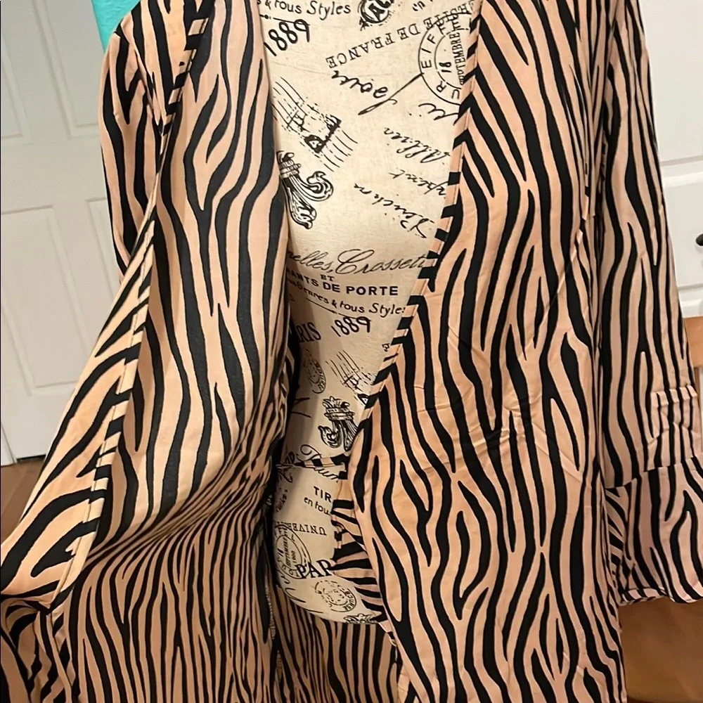 Elegant Beige Zebra Print Wrap Dress - Picture 3 of 4